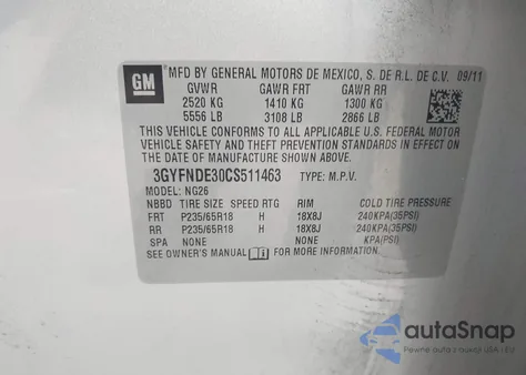 2012 Cadillac Srx Luxury Collection from USA, damaged, VIN 3GYFNDE30CS511463